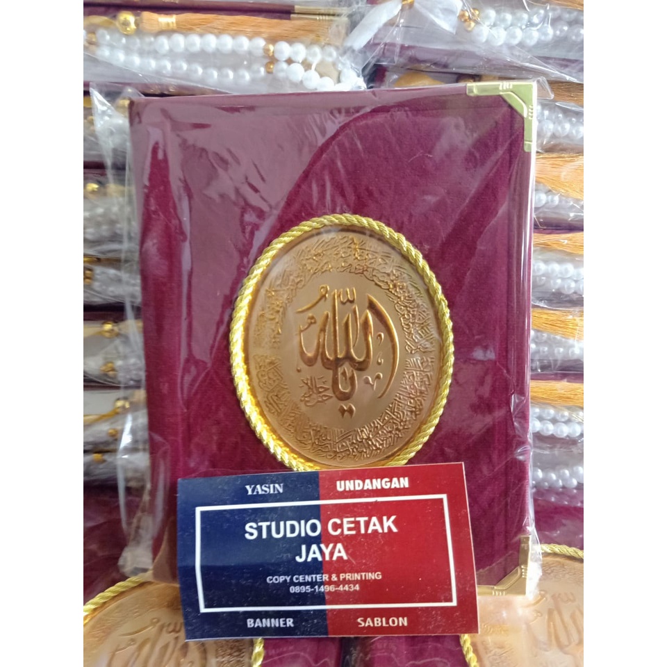 Cetak Yasin Hard Cover Beludru 148 Halaman Free Tasbih