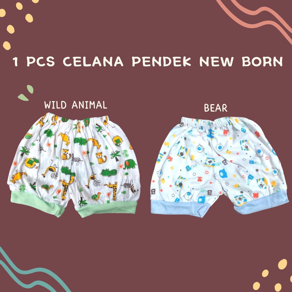 1 PCS  - BAJU KUTUNG / CELANA PENDEK / CELANA POP New Born Baby Bayi SHAQUEEN - Motif 3-6 Bulan