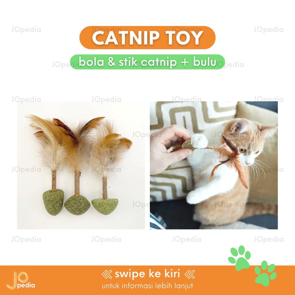 CATNIP TOY Gasing Mainan Kucing Snack Bola Bulu Stick Matatabi Makanan Cat Mint Ball Toy