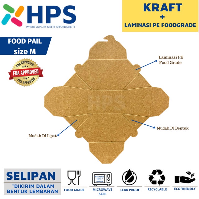 TERBARU Food Pail Kotak Makan Kertas Paper Rice Box Kertas Box Bento Kemasan - LIPAT KRAFT