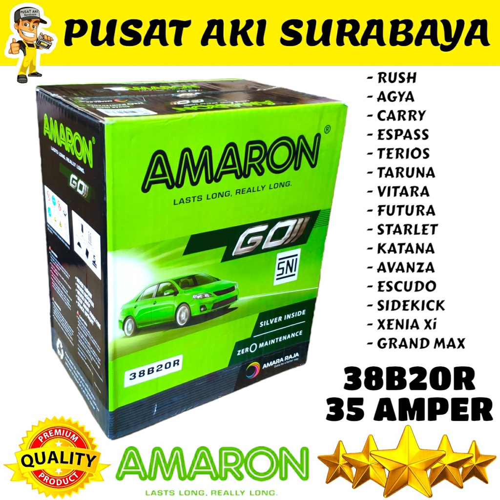 AKI AMARON 38B20R NS40Z 35 AH ACCU BERKUALITAS DAIHATSU MAZDA MITSUBISHI SUZUKI TOYOTA VOLKSWAGEN CHEVEROLET