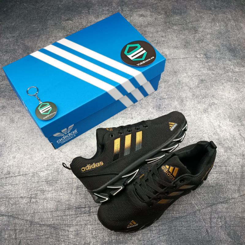 Sepatu Sneakers Olahraga Pria Casual Adidas Springblade Classic Running Black Gold White Premium Imp