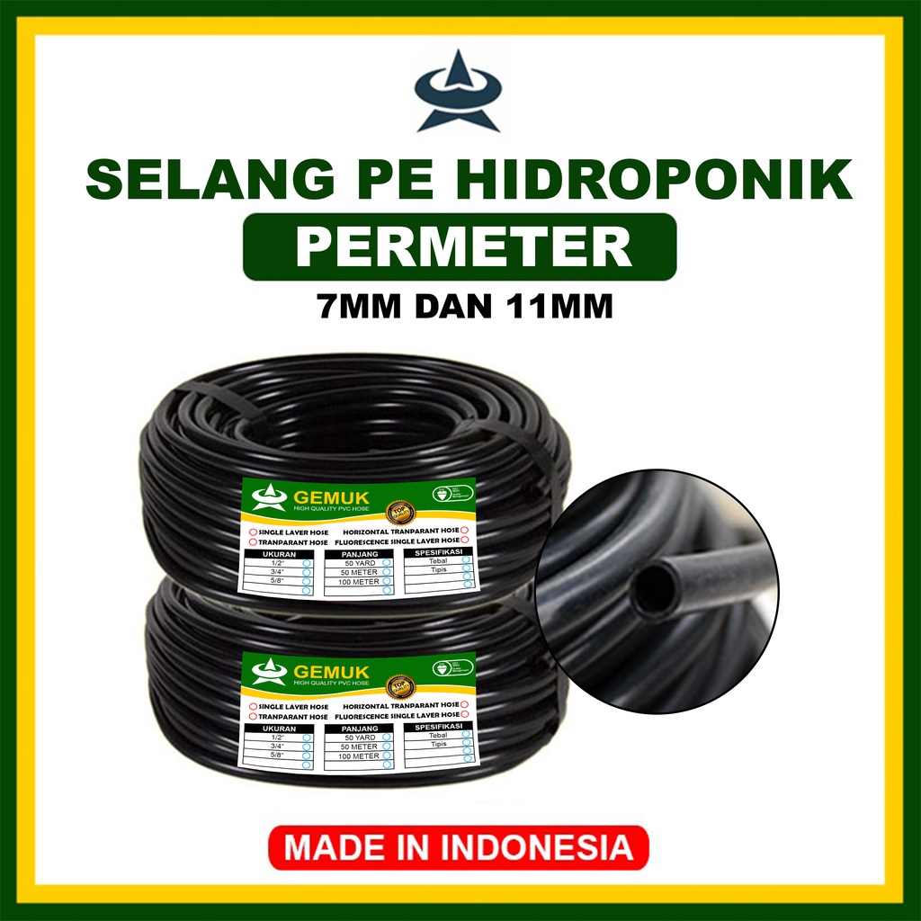 GEMUK Selang PE 7mm dan 11mm PVC Permeter Selang Air Irigasi Selang Hidroponik Fertigasi Sprayer Mis