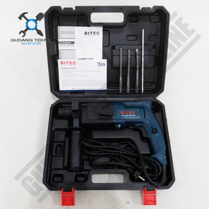 Bor Rotary Hammer Drill Electric HM200RE BITEC / Mesin Bor Beton Listrik Tembok Cor SDS Plus HM 200 RE BITEC
