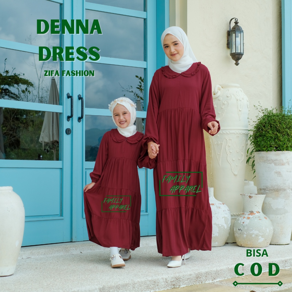 Denna Dress Gamis Polos Anak Jumbo Daster Twill Maroon Zifa Fashion