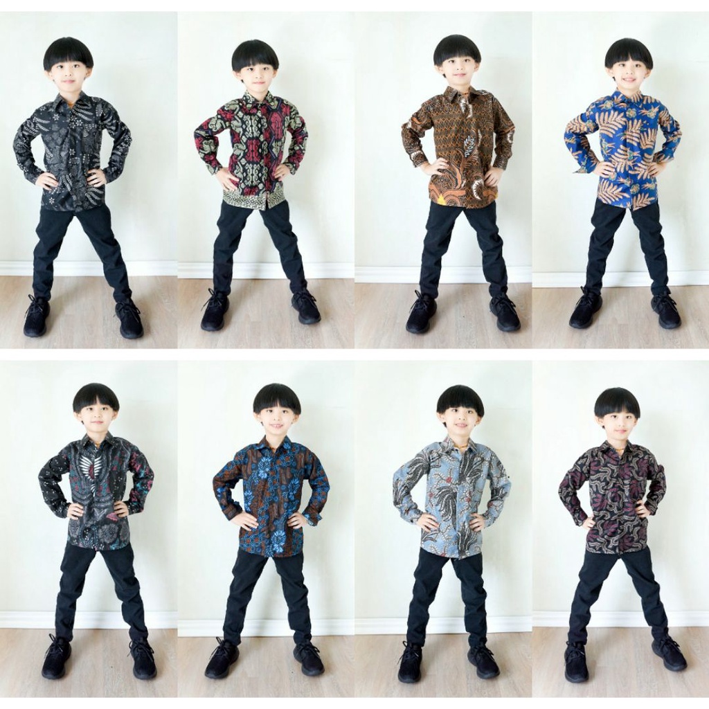 KEMEJA BATIK ANAK COWOK BAJU BATIK ANAK LENGAN PANJANG UMUR 4-13 TAHUN