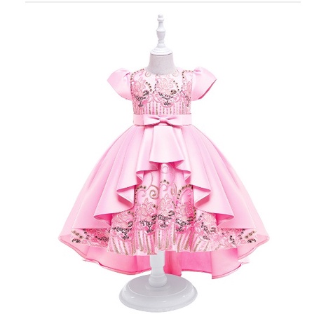 DRESS PESTA ANAK PEREMPUAN IMPORT / baju pesta anak tutu satin 8018 gaun bordir LENGAN PANCUNG IMPORT HIGH QUALITY