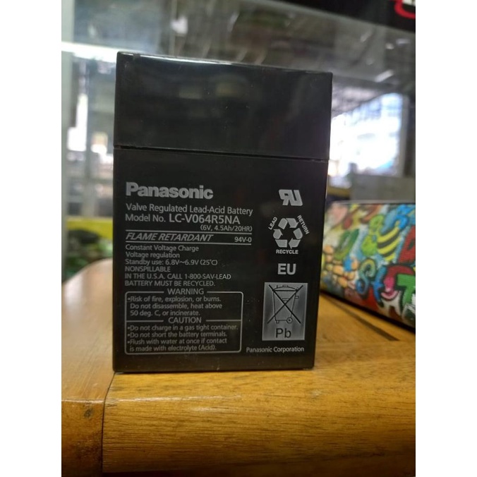 Baterai Aki / Accu Kering 6V 4,5AH Tipe LC-V064R5NA Merk Panasonic