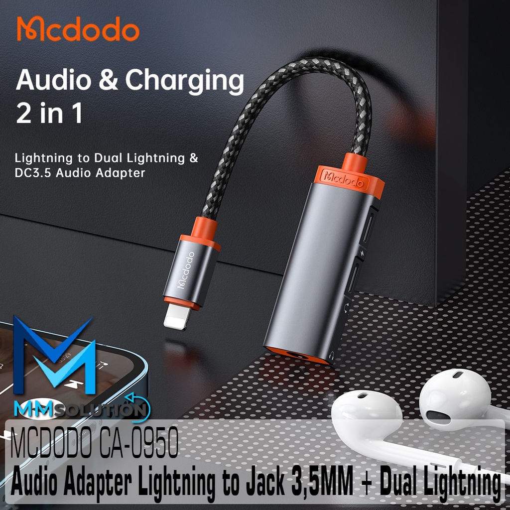 MCDODO CA-0950 Converter Splitter IPHONE + Jack 3.5MM + Dual Lightning