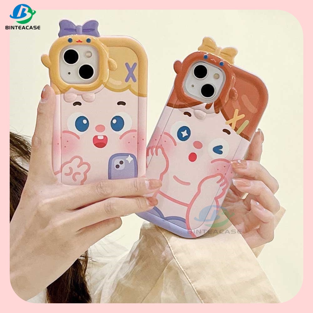 Realme 10 C55 C30 C31 C33 C35 C21Y C25Y RealmeC11 C25 C17 C15 C12 C3 C2 7i 5 5i 6i Gadis Lucu Monster Kecil Frame Lensa Casing Ponsel Binteacase