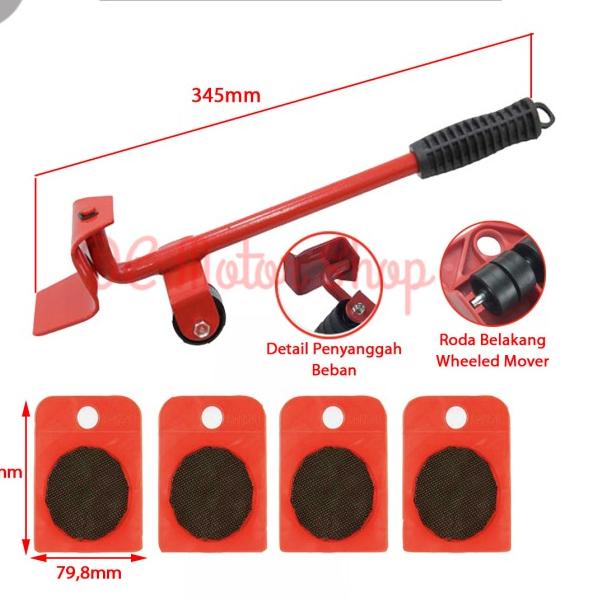 Mover Roller Tool 4 Set /Memindahkan Furniture Dengan Mudah 150/200 KG