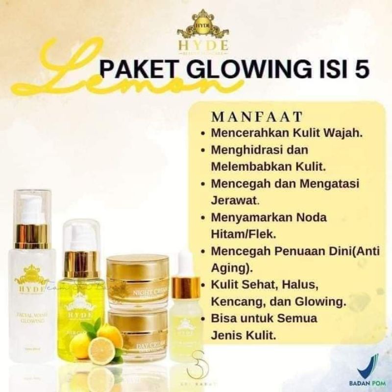 [FREE GIFT] HYDE SKINCARE PAKET GLOWING ISI 5 FORTE | SERUM LEMON / SERUM SAKURA