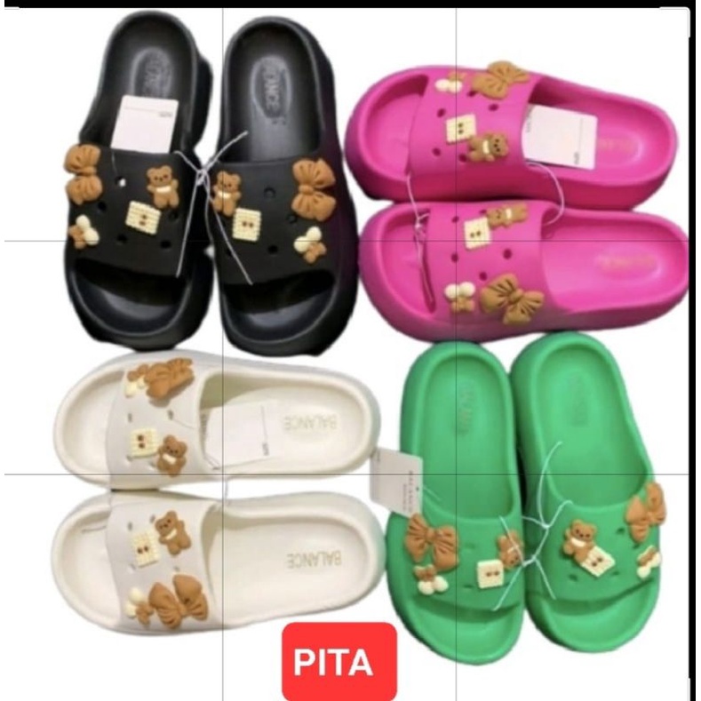 Sandal Fuji / Sandal Wanita Jelly Wedges Eva/ Selop Wedges Tebal variasi Jibbitz BALANCE 7002