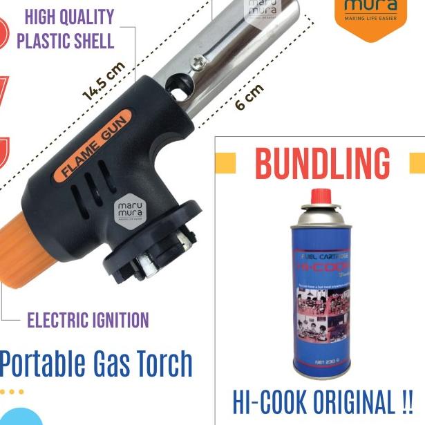 807 - Marumura Portable Gas Torch | Blow Torch | Flame Gun + Hi Cook - TORCH + HI-COOK