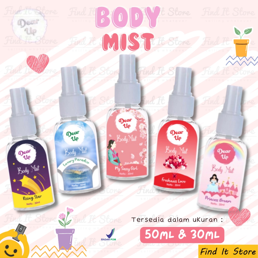 Dear Up Body Mist 30ml 50ml Parfume Body Fragrance Spray | Pewangi Badan BPOM