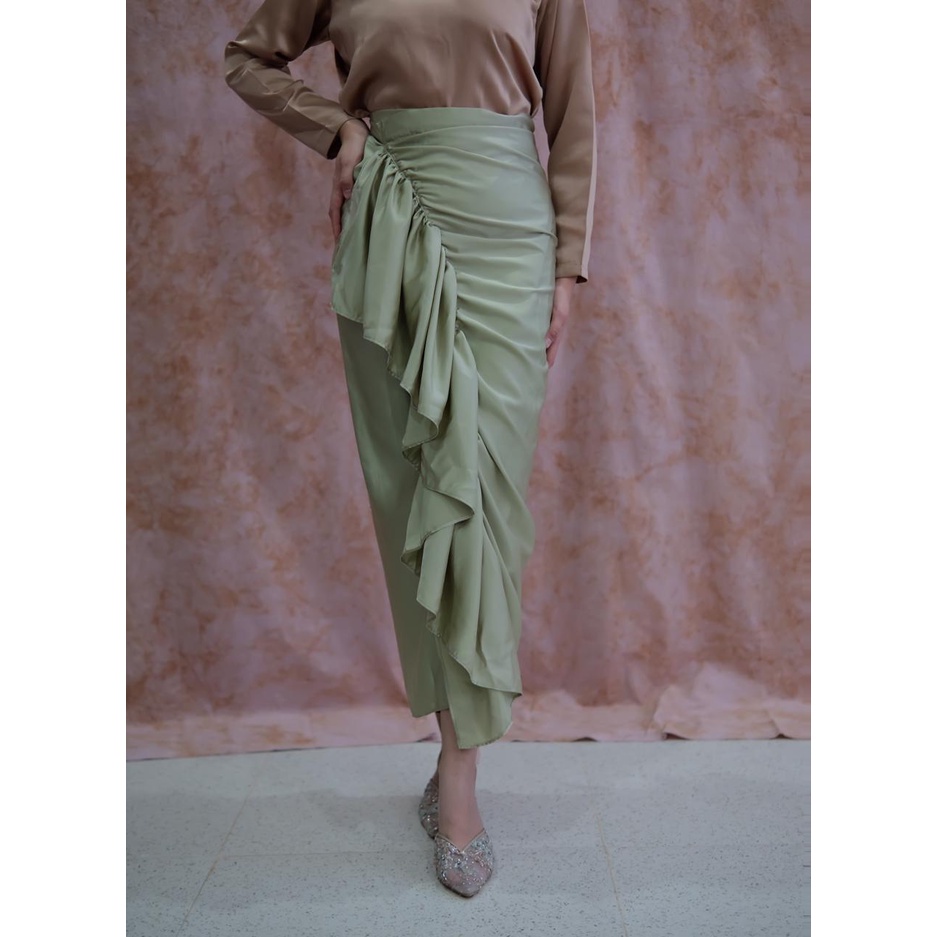 JALEELA - MAURA SKIRT - ( RUCHED SKIRT/ROK LILIT / WRAP SKIRT / ROK SATIN )