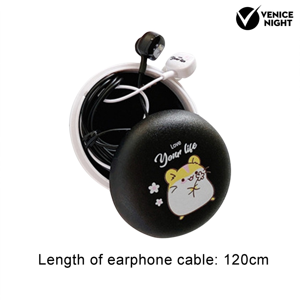 (VNEP) (Berkabel) Universal Headphone Stereo Bass In-ear Headset Headphone dengan Kotak Penyimpanan Kartun untuk Musik