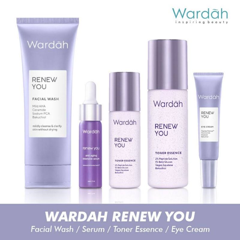 WARDAH RENEW YOU ANTI AGING SERIES / FACIAL WASH / KRIM SIANG / KRIM MALAM / ESSENCE