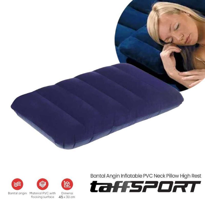 TaffSPORT Bantal Traveling Angin Tiup Bisa Dilipat Inflatable PVC Neck Pillow High Rest