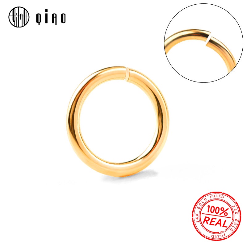 10pcs Cincin Emas 14K Ukuran 0.5 / 0.64 / 0.76 / 0.81mm Untuk Membuat Gantungan Kunci / Gelang