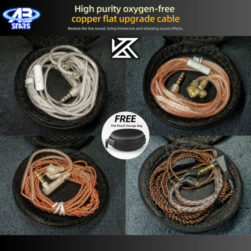 KZ Original Cable Oxygen Copper B/C Style Pink Gold Wire Gold-Plated 2 KZ EDX AZ09 SK10 ZSN PRO X VX