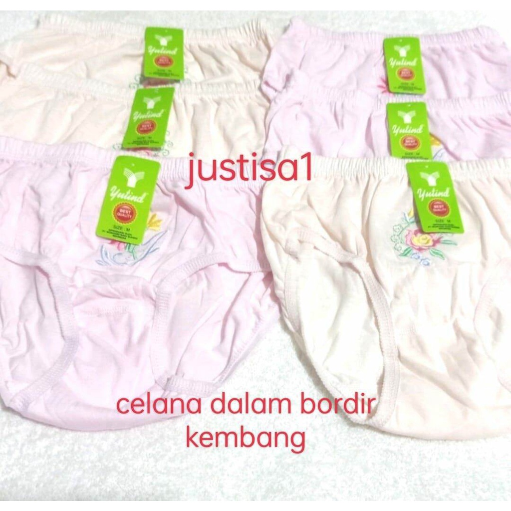 Y..6 PCS CELANA DALAM BORDIR KEMBANG WANITA SEMPAK WANITA BORDIR KEMBANG YUTIND CD UNDERWEAR CD BORDIR KEMBANG MURAH