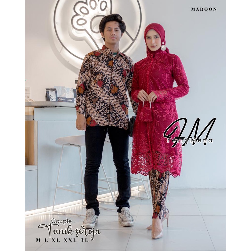 Permata Olshop / Couple Kebaya Busui Kancing Depan Dan Kemeja / Couple Kebaya Lamaran / Kebaya Couple Kondangan / Kebaya Seragam / Couple Kebaya Busui / Couple Kebaya Jumbo