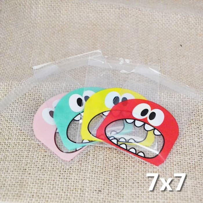 (clashop)plastik Cookies Bag Kemasan Kue Pie Permen Motif Big Mouth Monster OPP Bungkus Packaging ISI 100 PC