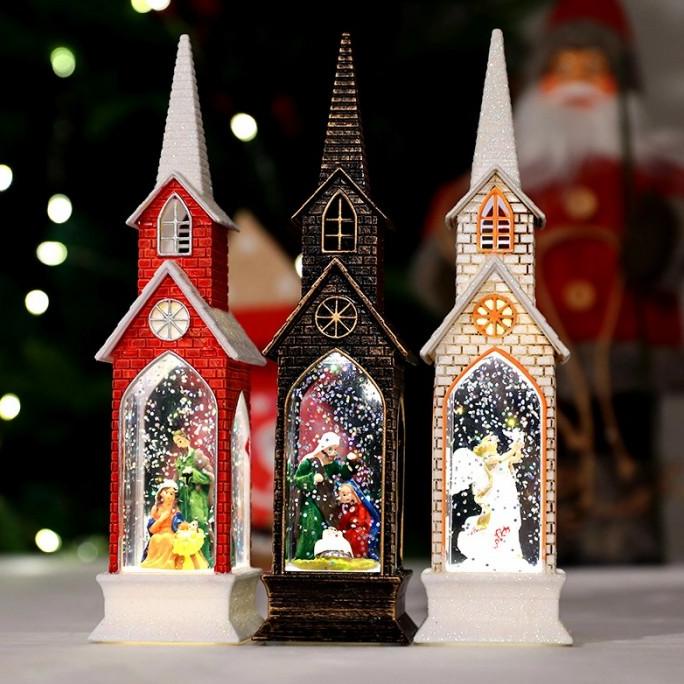 

BEST QUALITY - PAJANGAN NATAL LENTERA LED SNOWGLOBE KOTAK SALJU KADO GEREJA KATEDRAL