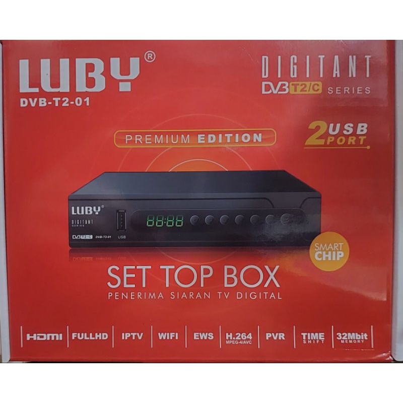 Set To Box STB LUBY DVB T2 C2 FULL HD Sni Original Luby Series Merah