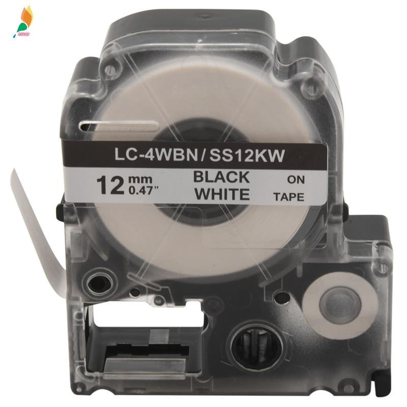 Epson label 12mm black on white 9m labelworks tape cartridge LK-4WBN