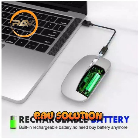 Mouse wireless gaming silent click rechargeble 2.4G komputer laptop slim tipis USB 1600DPI -Hitam(no colorful light)/wireless mouse gaming silent click rechargebel  2.4G  - RAV SOLUTION
