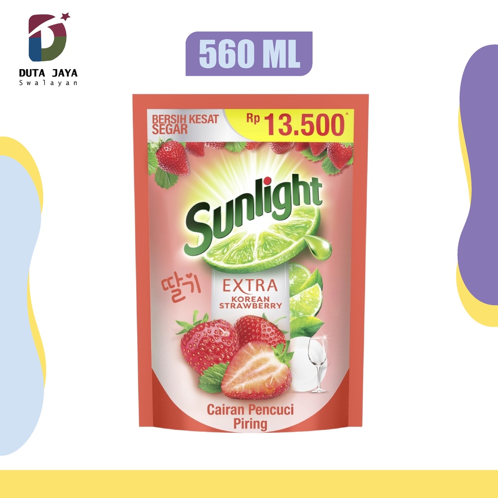 Sunlight Sabun Cuci Piring Cair Extra Korean Strawberry Pouch 560 ML