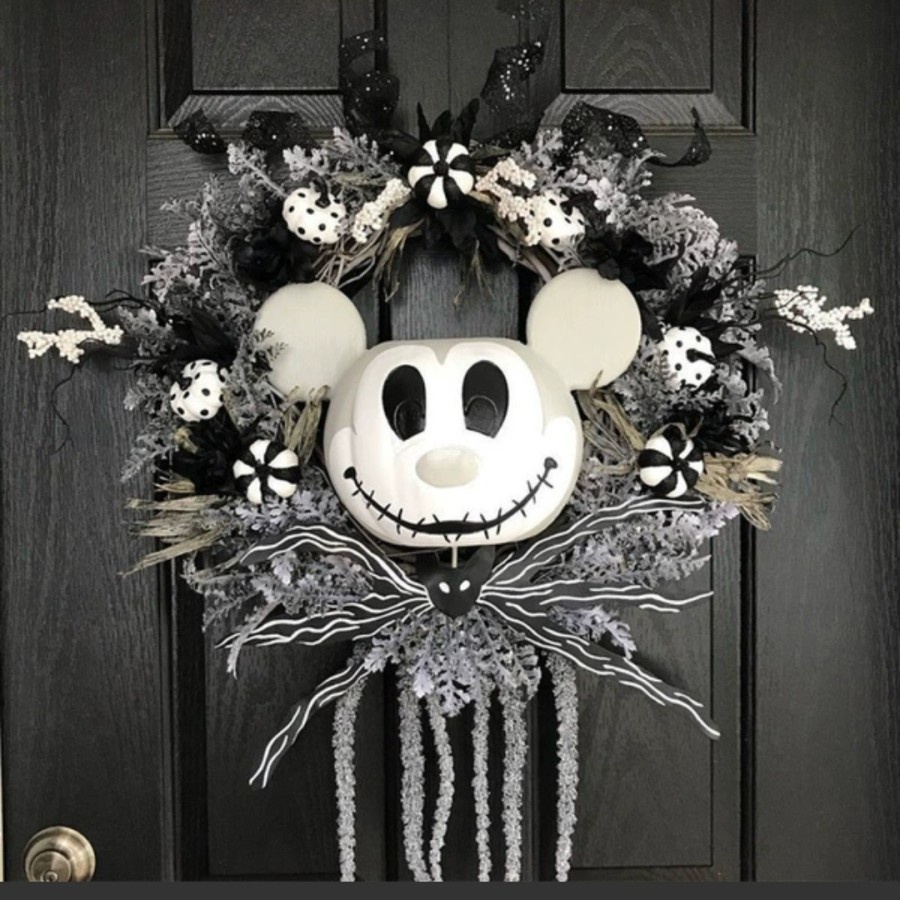 Halloween Garland Mickey Mouse Door Wreath Decoration Hiasan Pintu