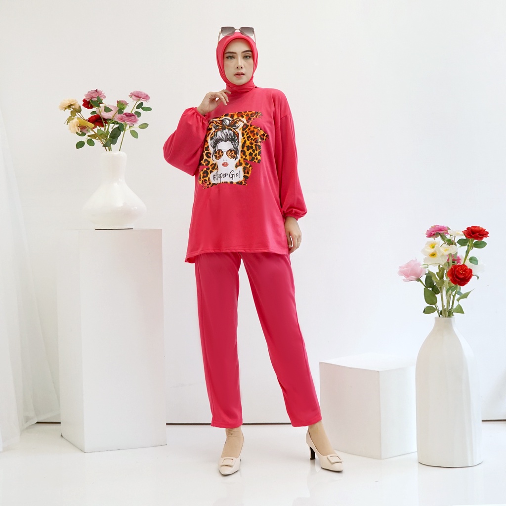 GR ONESET STELAN JUMBO VIRAL SUPER GIRL SR630