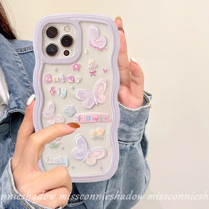 Soft Case Desain Kupu-Kupu Bunga Ungu Untuk iPhone 11 Pro Max 14 12 13 Pro Max 6 6s 7 8 Plus XR 14 Plus X XS Max SE 2020