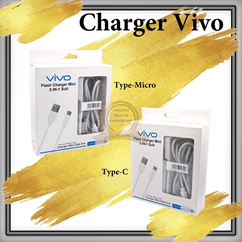 ADAPTOR FLASH KABEL CHARGER MINI VIVO 2-IN-1 SUIT Y21T 14WATT ORIGINAL WHITE