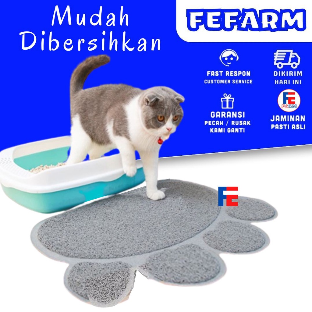 KESET motif TAPAK KAKI Cat Litter Mat Tempat Pasir Kucing FEFARM