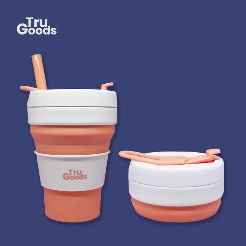 Foldable Cup Premium Tru Goods / Gelas Kopi Lipat 475 ML - Peach