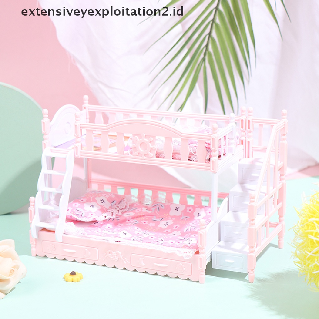 Mainan Miniatur Ranjang Double Bed Gaya Eropa Untuk Rumah Boneka