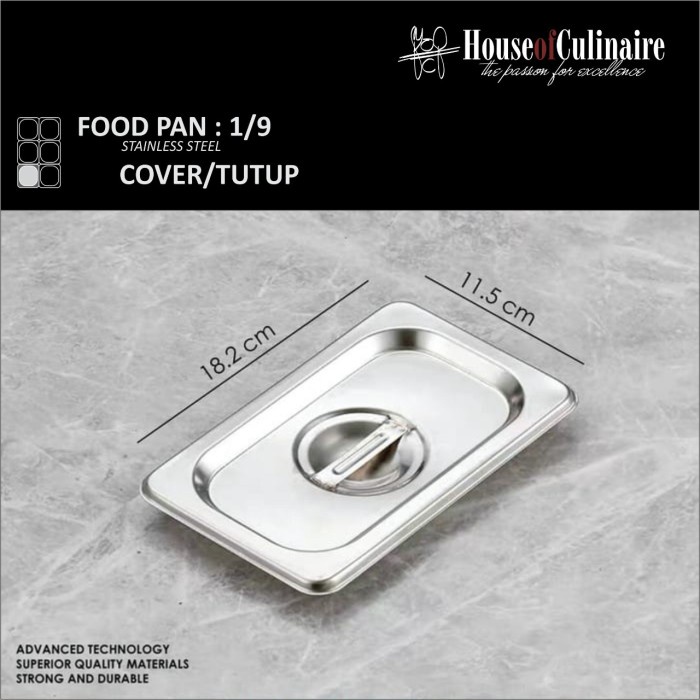 Tutup Food Pan Stainless 1/9 Tutup Gastronom Pan