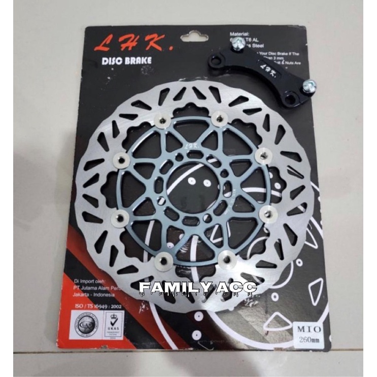 PIRINGAN CAKRAM DEPAN BESAR MIO FLOATING 260MM PLUS BREKET CNC PNP MIO SOUL / MIO SPORTY / MIO SMILE / XEON RC / XEON GT 125 LHK CNC