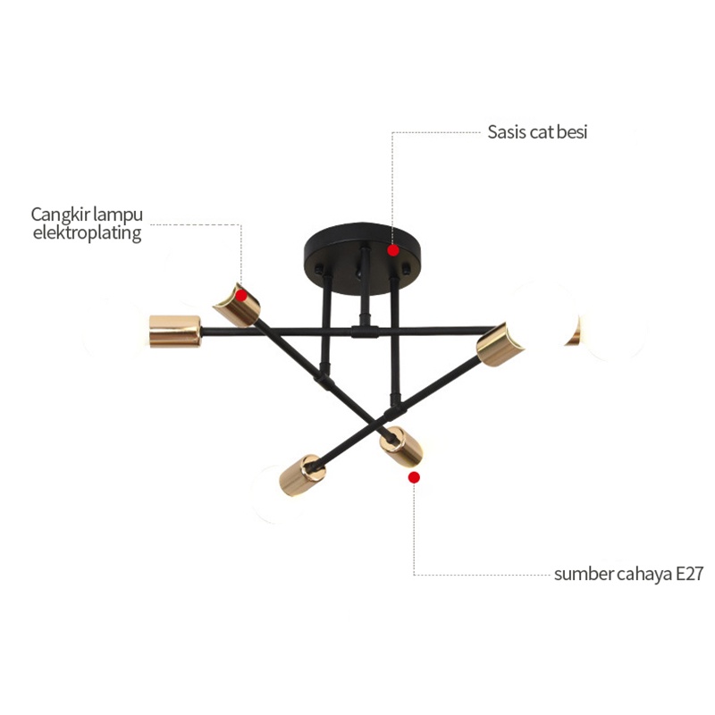 6/8 Led E27  Lampu Gantung LED Nordic Modern Minimalis Lampu Gantung Sederhana Lampu Langit-langit Gaya Ruang Tamu LED