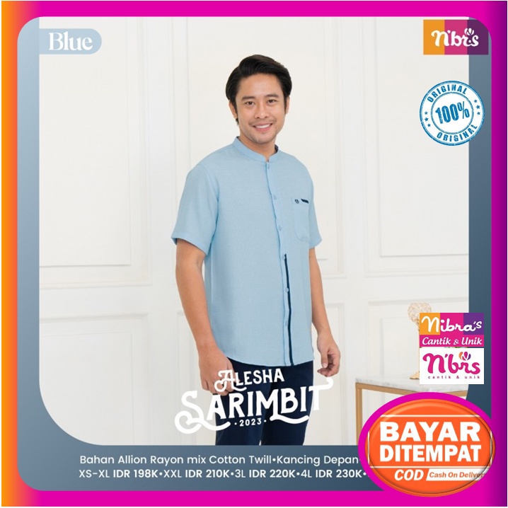 Sarimbit Nibras Terbaru 2023 Alesha Blue Koko Lengan Pendek Ori Promo