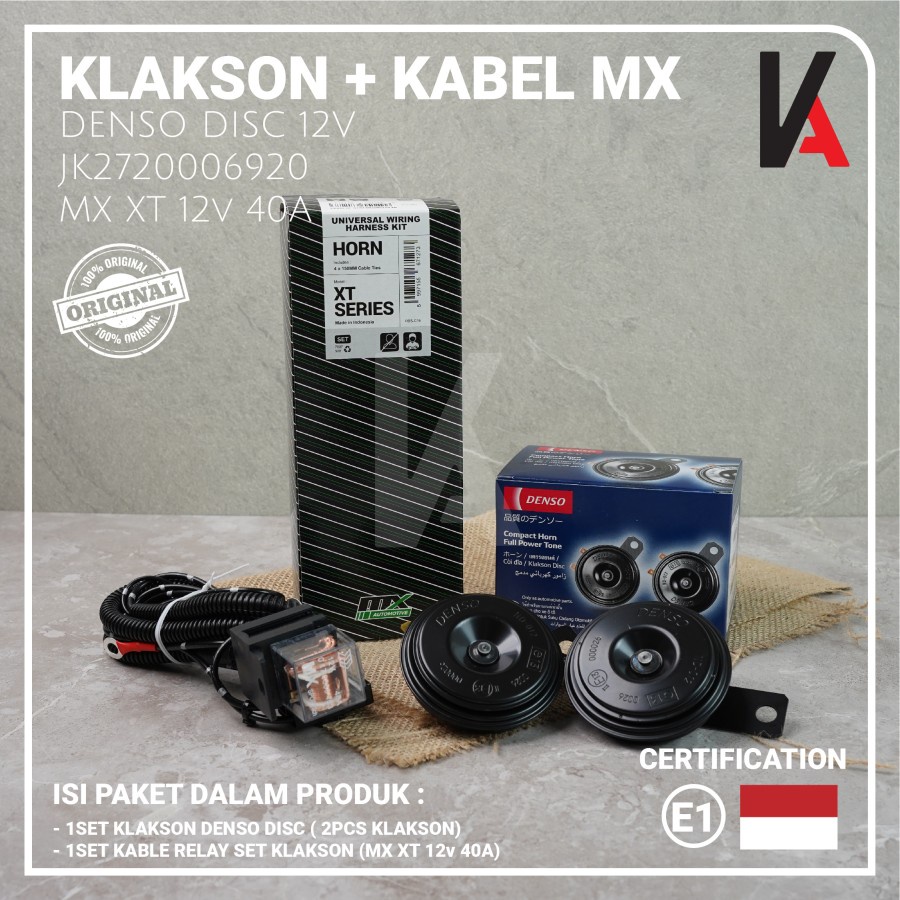 DENSO Klakson Mobil Motor Disc Standard 12v dengan Kabel Relay BOSCH / HELLA / MX Original