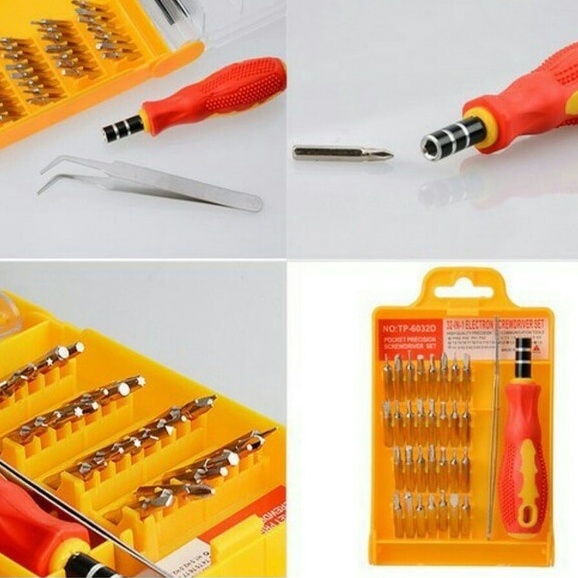 OE02 - Obeng Elektronik set 32 in 1 full Set Lengkap obeng Pinset