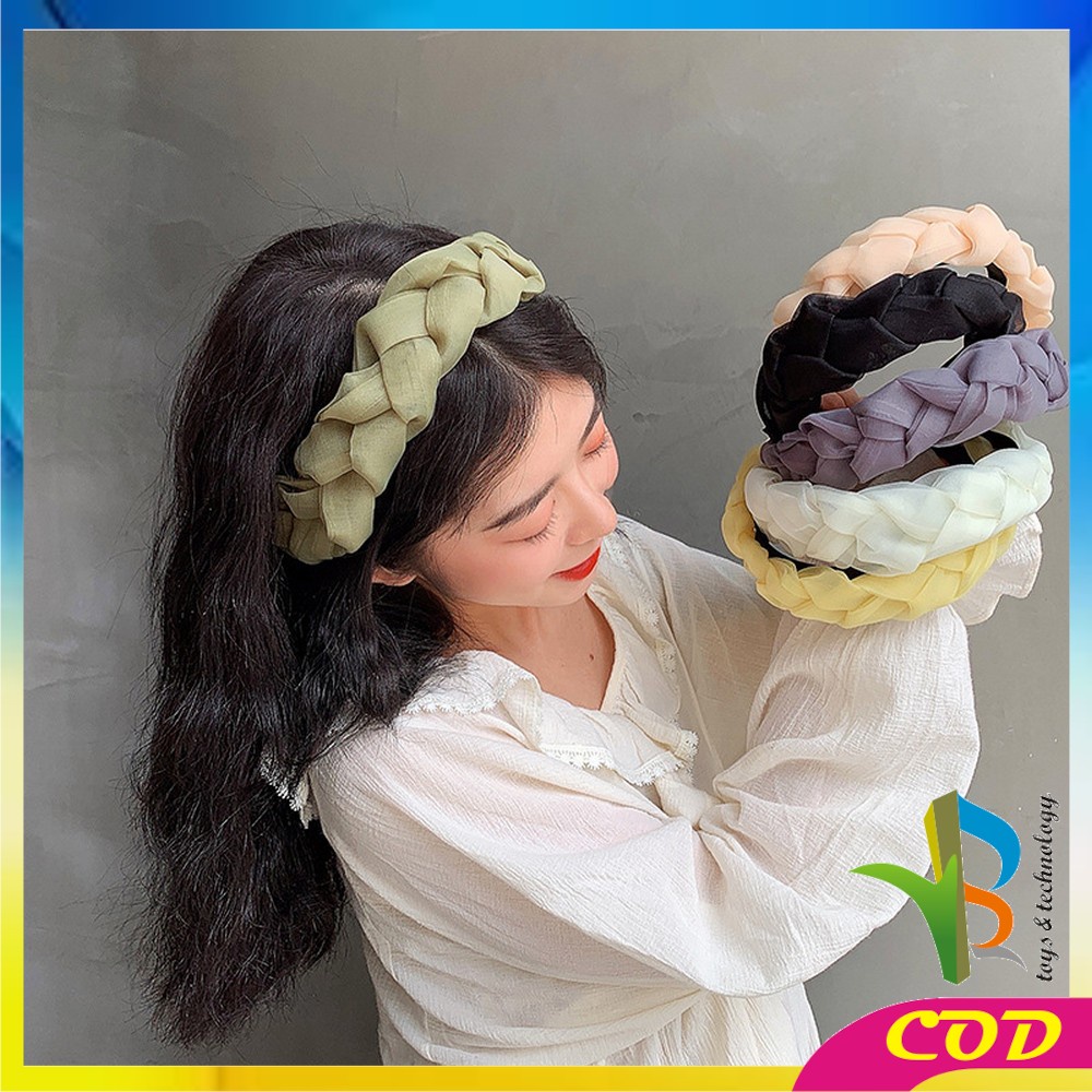 RB-C530 Bando Kepang Wanita Scrunchie / Bandana Nagita Organza / Headband Kepang Jalin Besar Ala Korea Aksesoris Rambut Wanita