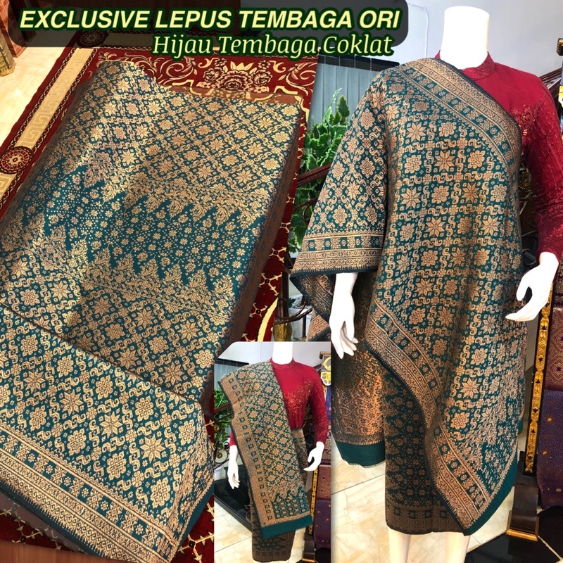 EXCLUSIVE Lepus Tembaga ORI /warna Alam Hijau /songket tenun asli palembang /ilham songket palembang