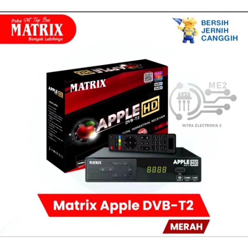 Set Top Box STB Matrix Apple Merah HD DVB T2 Setopbox Antena TV