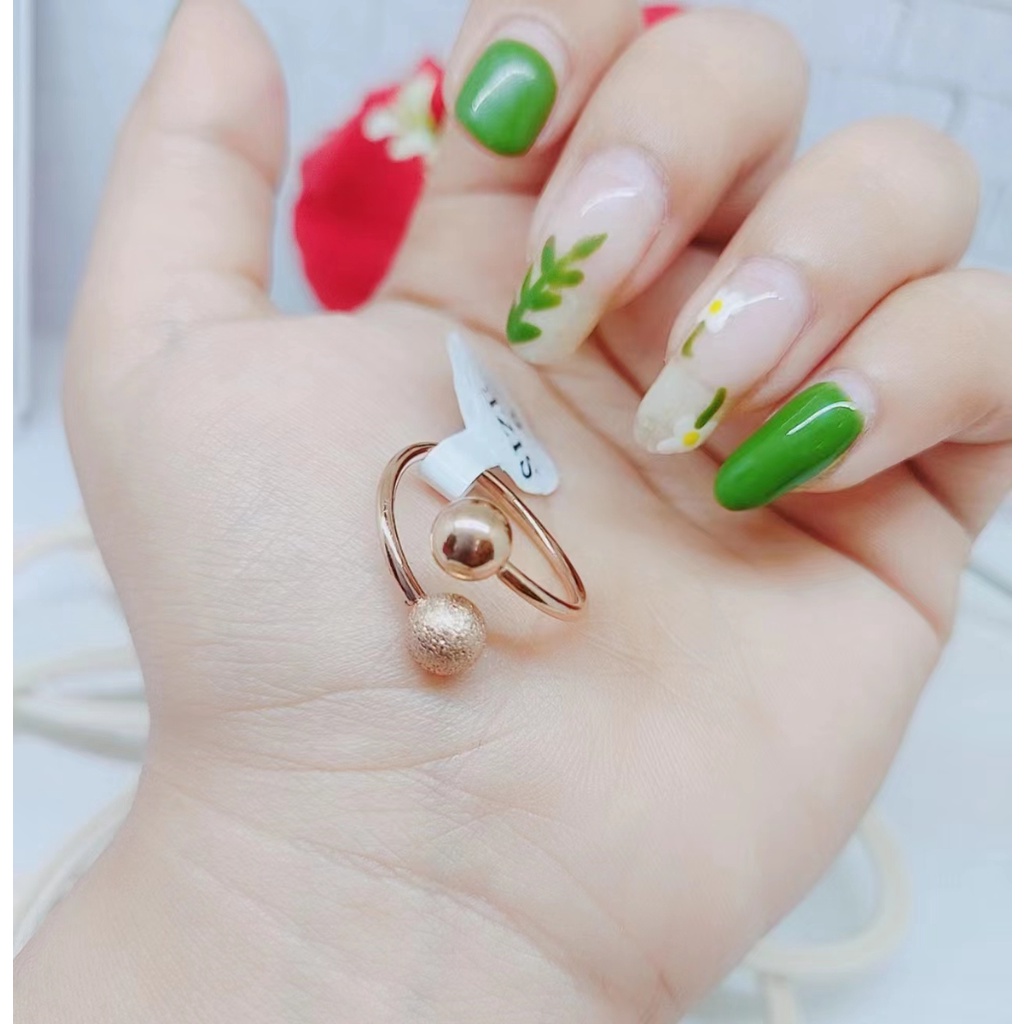 Cincin Titanium Biji Bola Perhiasan Fashion 2261/1913